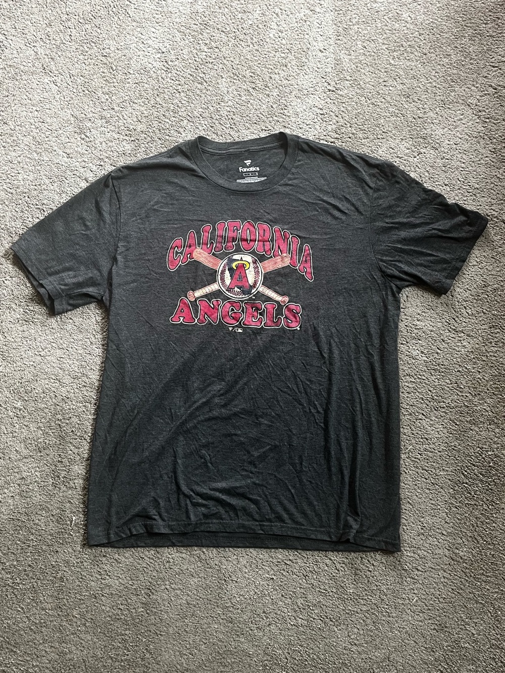 Fanatics Black California Angels Graphic Tee with Red Print